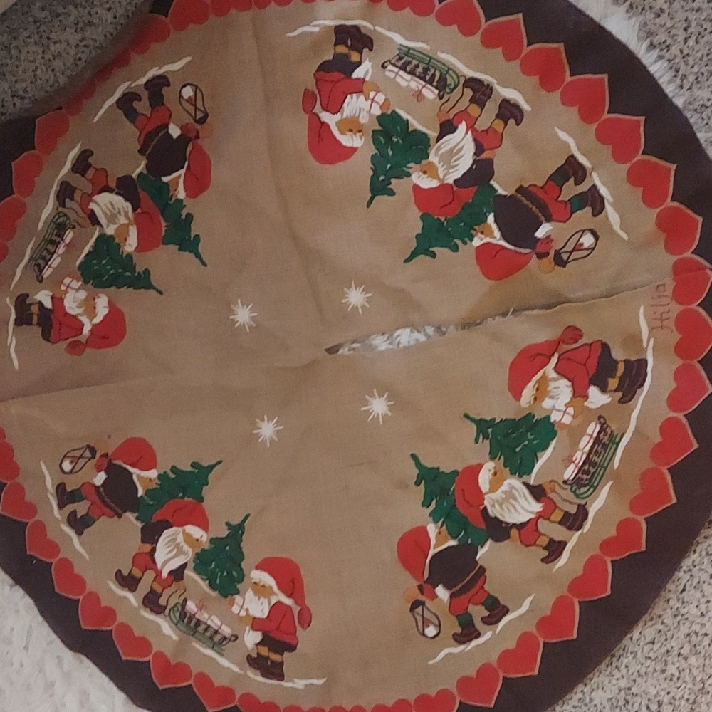 Vintage Swedish Stildukar Jute Hilja Gnomes Christmas Burlap Tree Skirt
